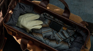 Heritage Waxed Canvas Lineman Duffle Bag by Mission Mercantile Leather Goods, handmade leather goods detail photo 3