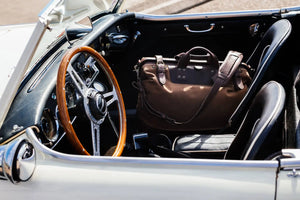 Heritage Waxed Canvas Lineman Duffle Bag by Mission Mercantile Leather Goods, handmade leather goods detail photo 4