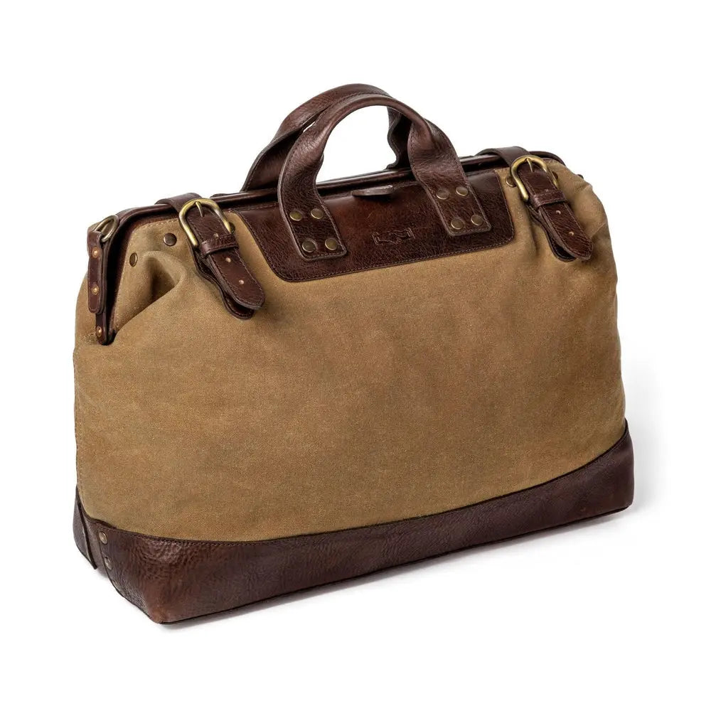 Heritage Waxed Canvas Lineman Duffle Bag by Mission Mercantile Leather Goods, handmade leather goods detail photo 7