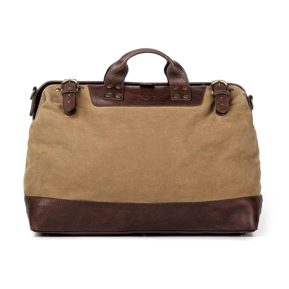 Heritage Waxed Canvas Lineman Duffle Bag by Mission Mercantile Leather Goods, handmade leather goods detail photo 8