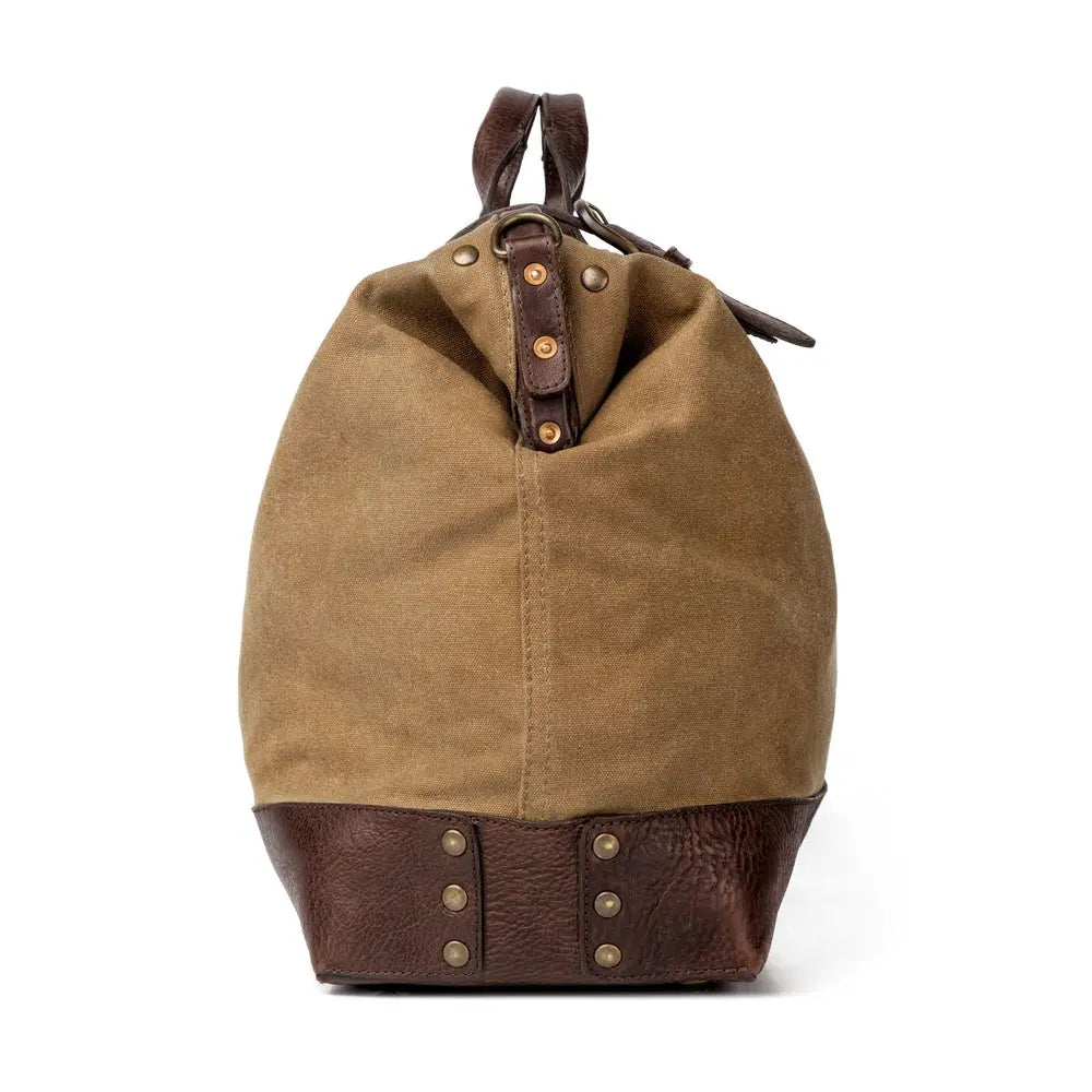 Heritage Waxed Canvas Lineman Duffle Bag by Mission Mercantile Leather Goods, handmade leather goods detail photo 10