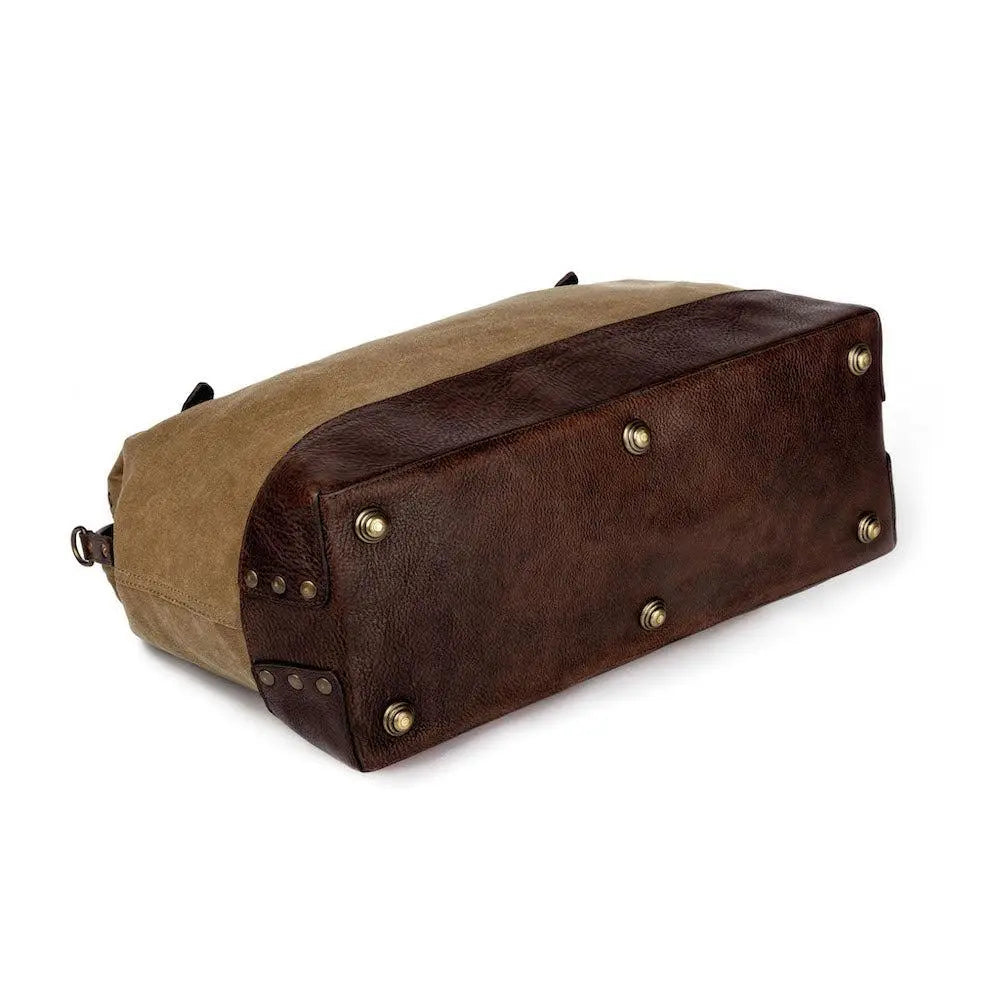Heritage Waxed Canvas Lineman Duffle Bag by Mission Mercantile Leather Goods, handmade leather goods detail photo 11