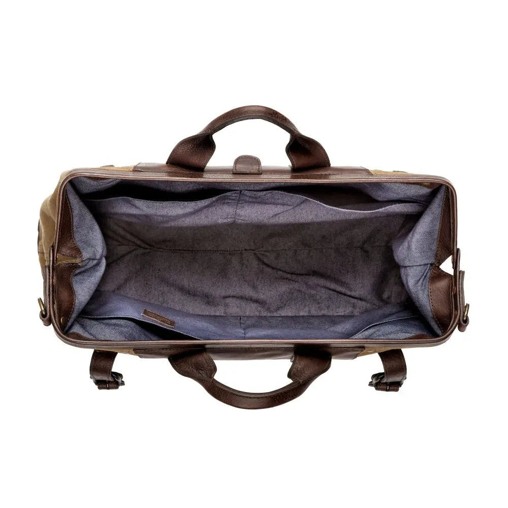 Heritage Waxed Canvas Lineman Duffle Bag by Mission Mercantile Leather Goods, handmade leather goods detail photo 12