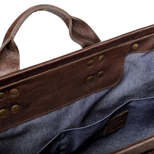 Heritage Waxed Canvas Lineman Duffle Bag by Mission Mercantile Leather Goods, handmade leather goods detail photo 13