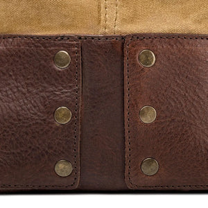Heritage Waxed Canvas Lineman Duffle Bag by Mission Mercantile Leather Goods, handmade leather goods detail photo 14