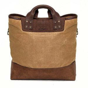 Heritage Waxed Canvas Medium Ice Block Tote Bag by Mission Mercantile Leather Goods, handmade leather goods detail photo 5
