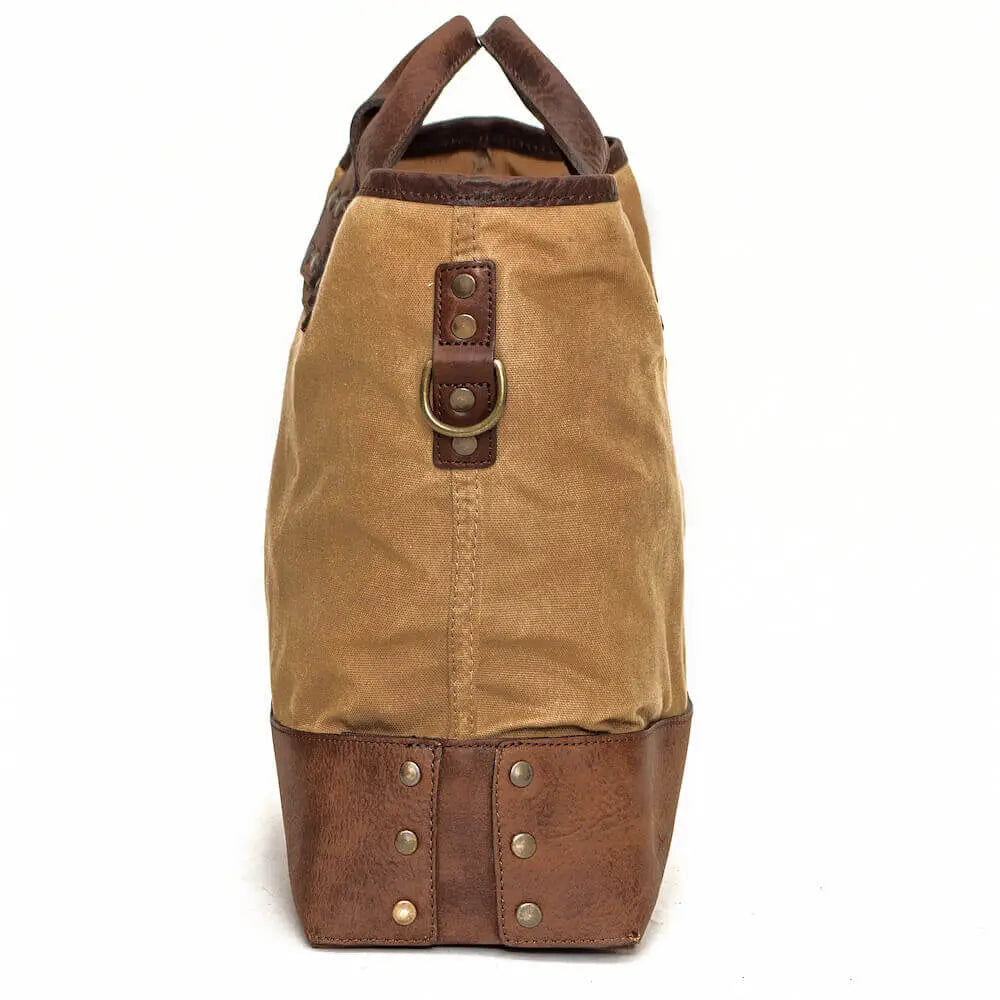 Heritage Waxed Canvas Medium Ice Block Tote Bag by Mission Mercantile Leather Goods, handmade leather goods detail photo 8