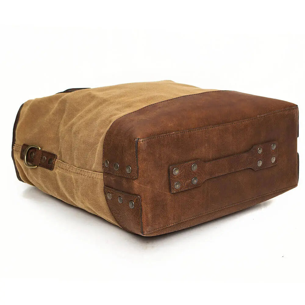 Heritage Waxed Canvas Medium Ice Block Tote Bag by Mission Mercantile Leather Goods, handmade leather goods detail photo 9