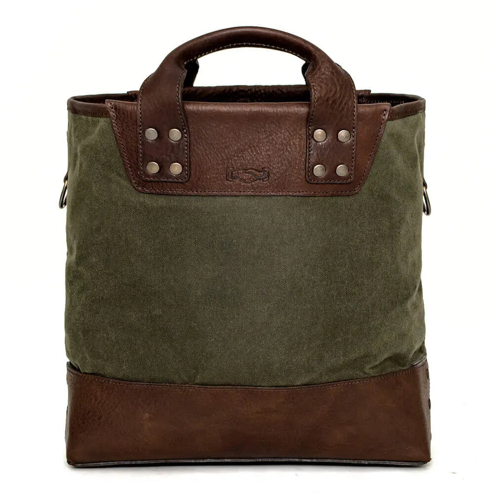 Heritage Waxed Canvas Medium Ice Block Tote Bag by Mission Mercantile Leather Goods, handmade leather goods detail photo 12