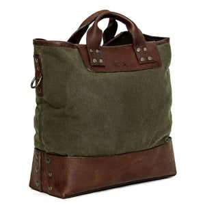 Heritage Waxed Canvas Medium Ice Block Tote Bag by Mission Mercantile Leather Goods, handmade leather goods detail photo 13