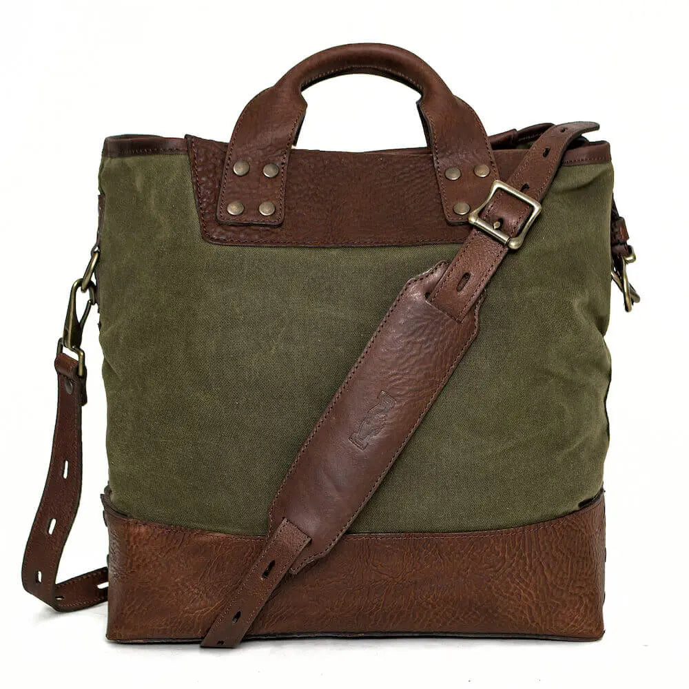 Heritage Waxed Canvas Medium Ice Block Tote Bag by Mission Mercantile Leather Goods, handmade leather goods detail photo 14