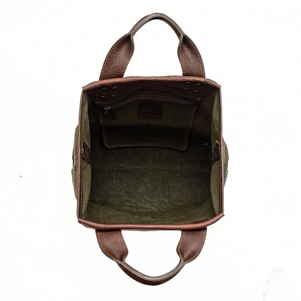 Heritage Waxed Canvas Medium Ice Block Tote Bag by Mission Mercantile Leather Goods, handmade leather goods detail photo 16
