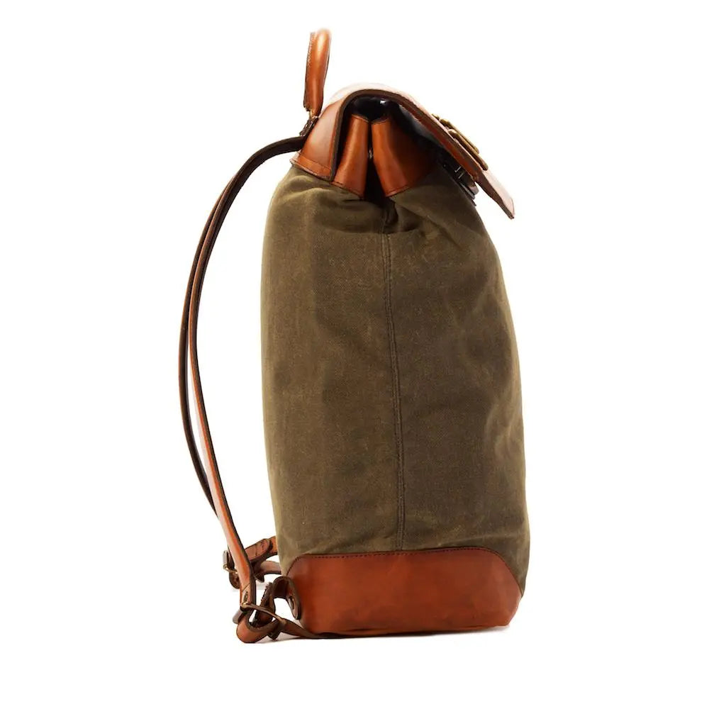 Heritage Waxed Canvas Steamer Backpack No. 2 by Mission Mercantile Leather Goods, Southern food gift detail photo 7