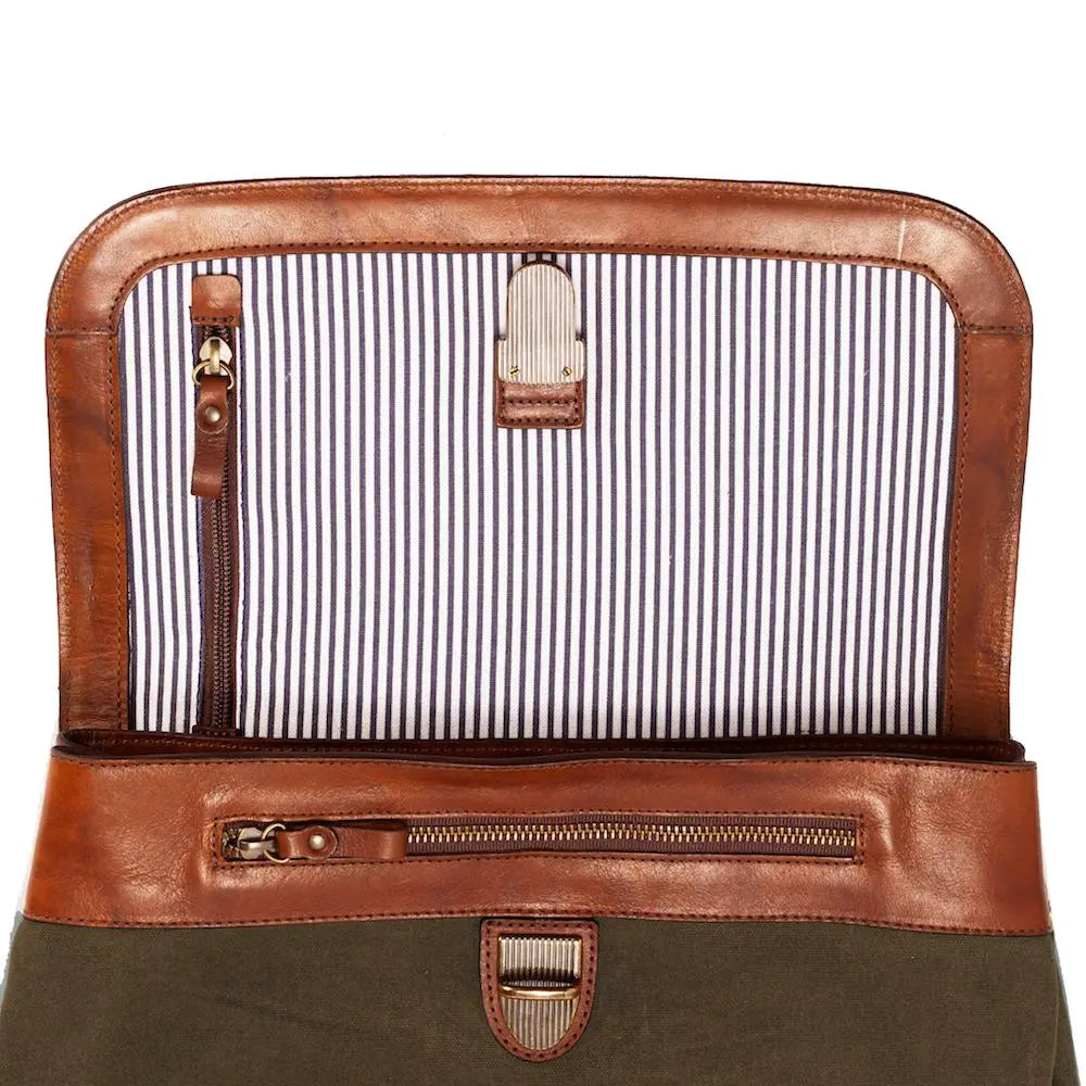 Heritage Waxed Canvas Steamer Backpack No. 2 by Mission Mercantile Leather Goods, Southern food gift detail photo 8