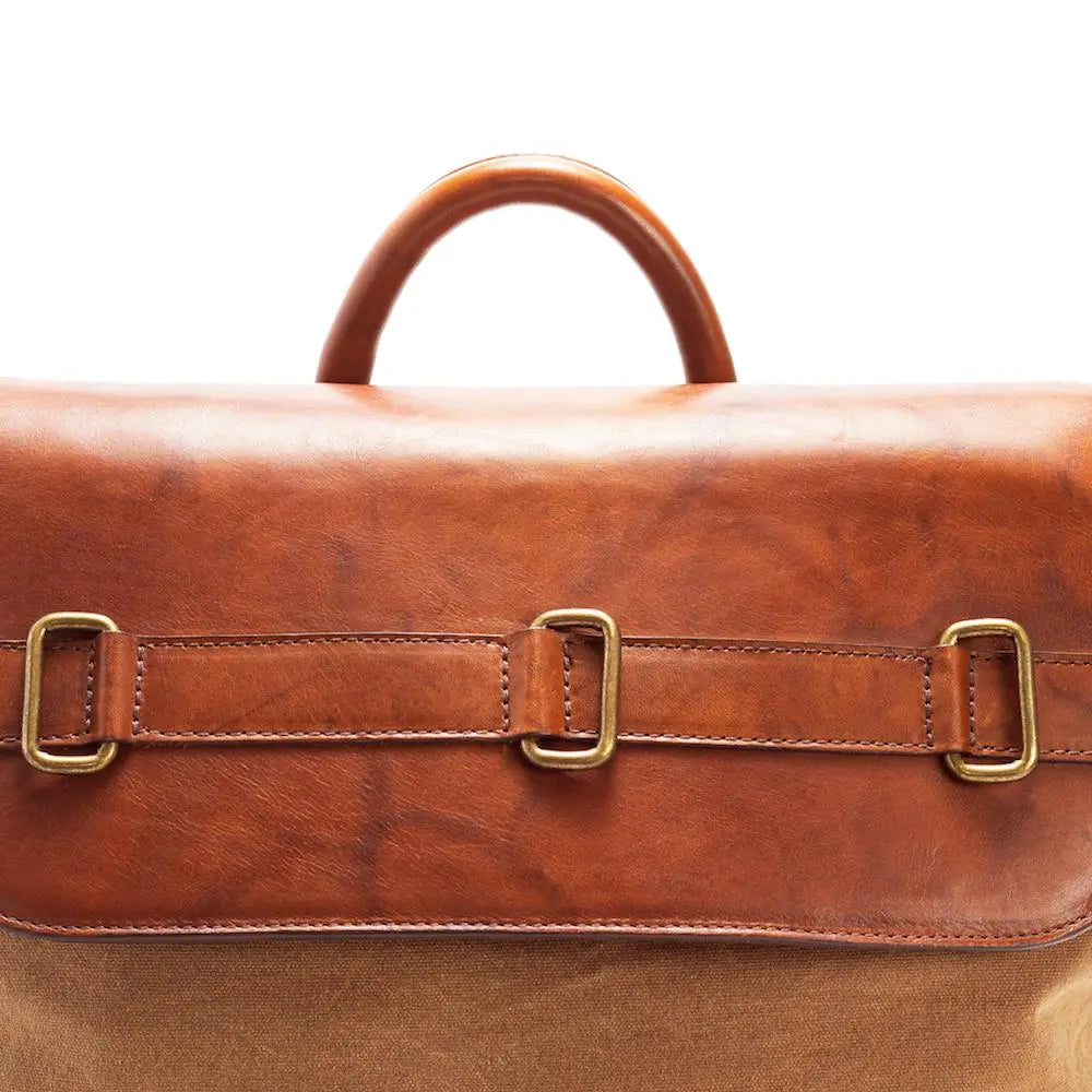 Heritage Waxed Canvas Steamer Backpack No. 2 by Mission Mercantile Leather Goods, Southern food gift detail photo 18