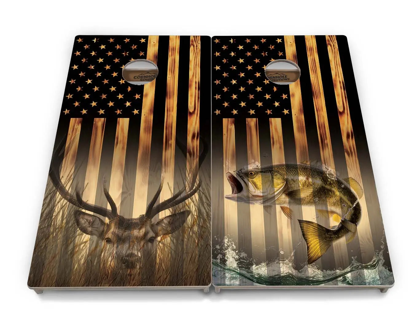 Hidden Deer / Fish Cornhole Boards - Professional Tournament Series by Cornhole Solutions, custom cornhole board detail photo 2