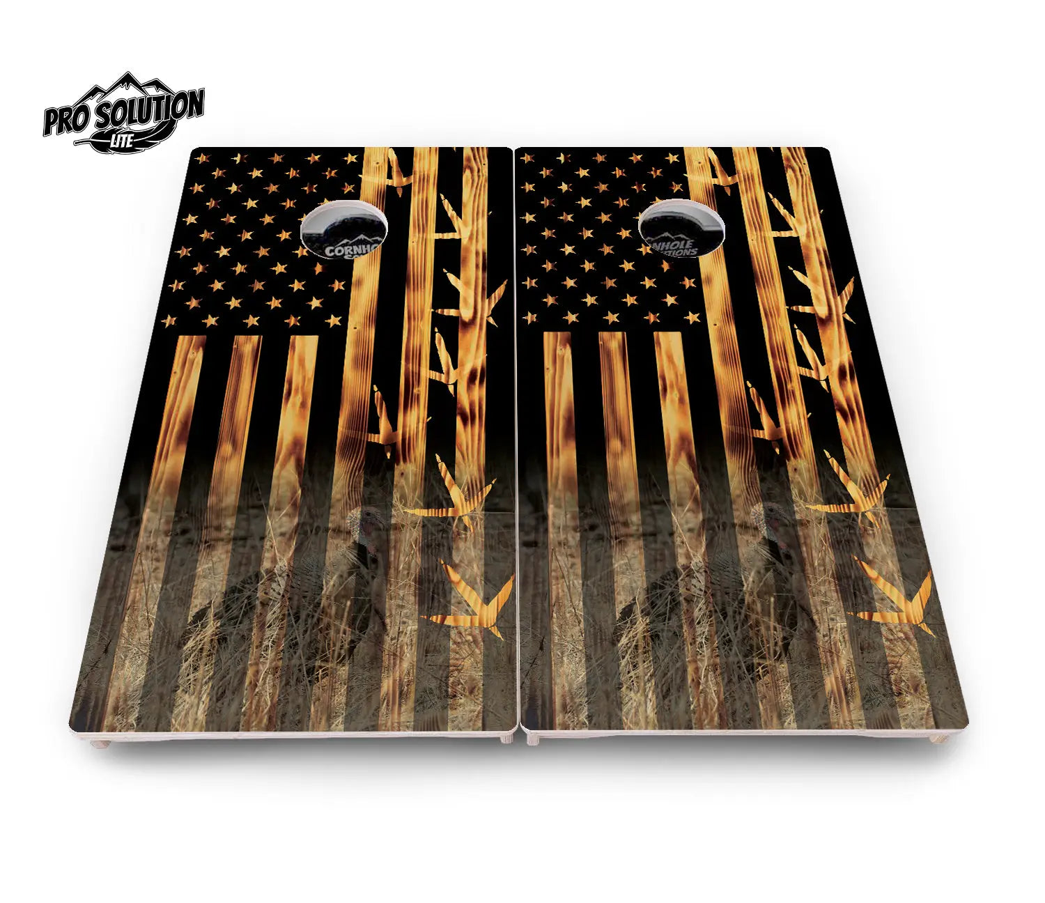 Hidden Turkey Burnt Flag Cornhole Boards - Pro Solution Lite Series by Cornhole Solutions, custom cornhole board detail photo 3