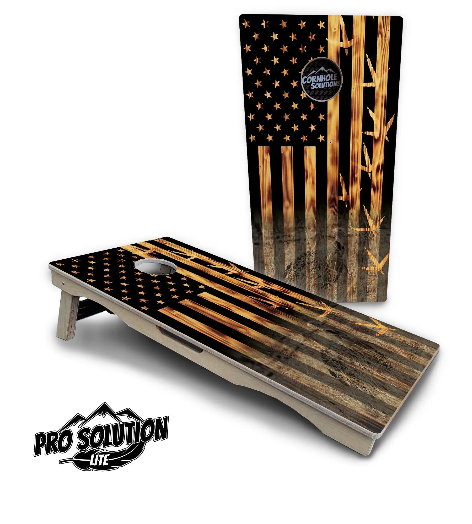 Hidden Turkey Burnt Flag Cornhole Boards - Pro Solution Lite Series by Cornhole Solutions, custom cornhole board detail photo 5