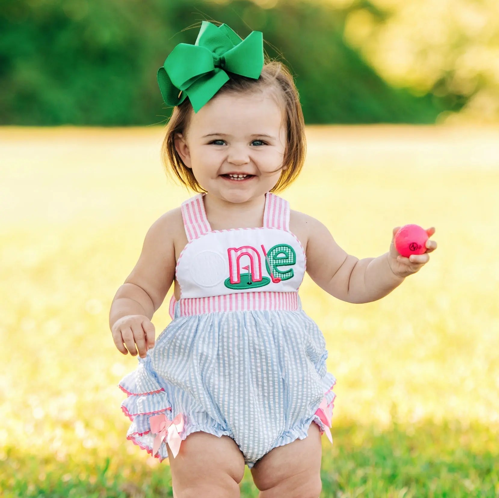 Hole-In-One Blue First Birthday Golf Bubble by Seven Lantern Lane, children's boutique clothing main product photo