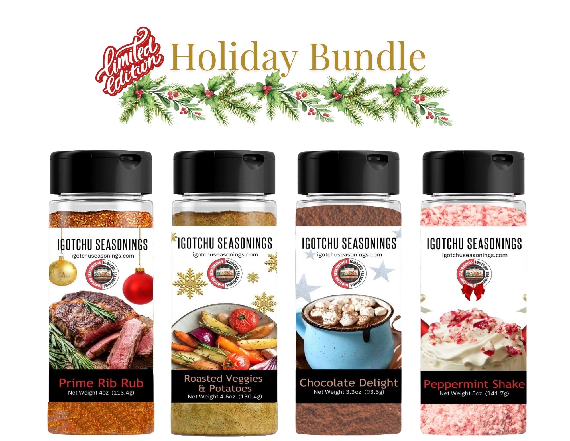 Holiday 5.5 oz Bundle Limited Edition by Igotchu Seasonings, Southern food gift main product photo