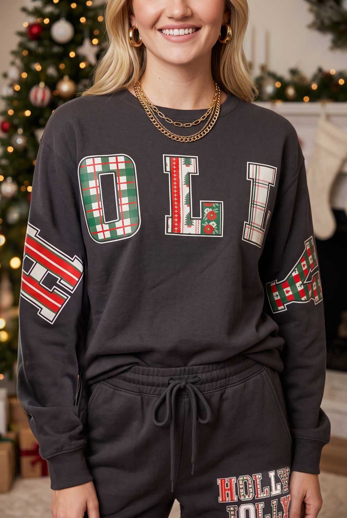 Holly Jolly Patch Charcoal Sweatshirt by Southern Bliss Company
