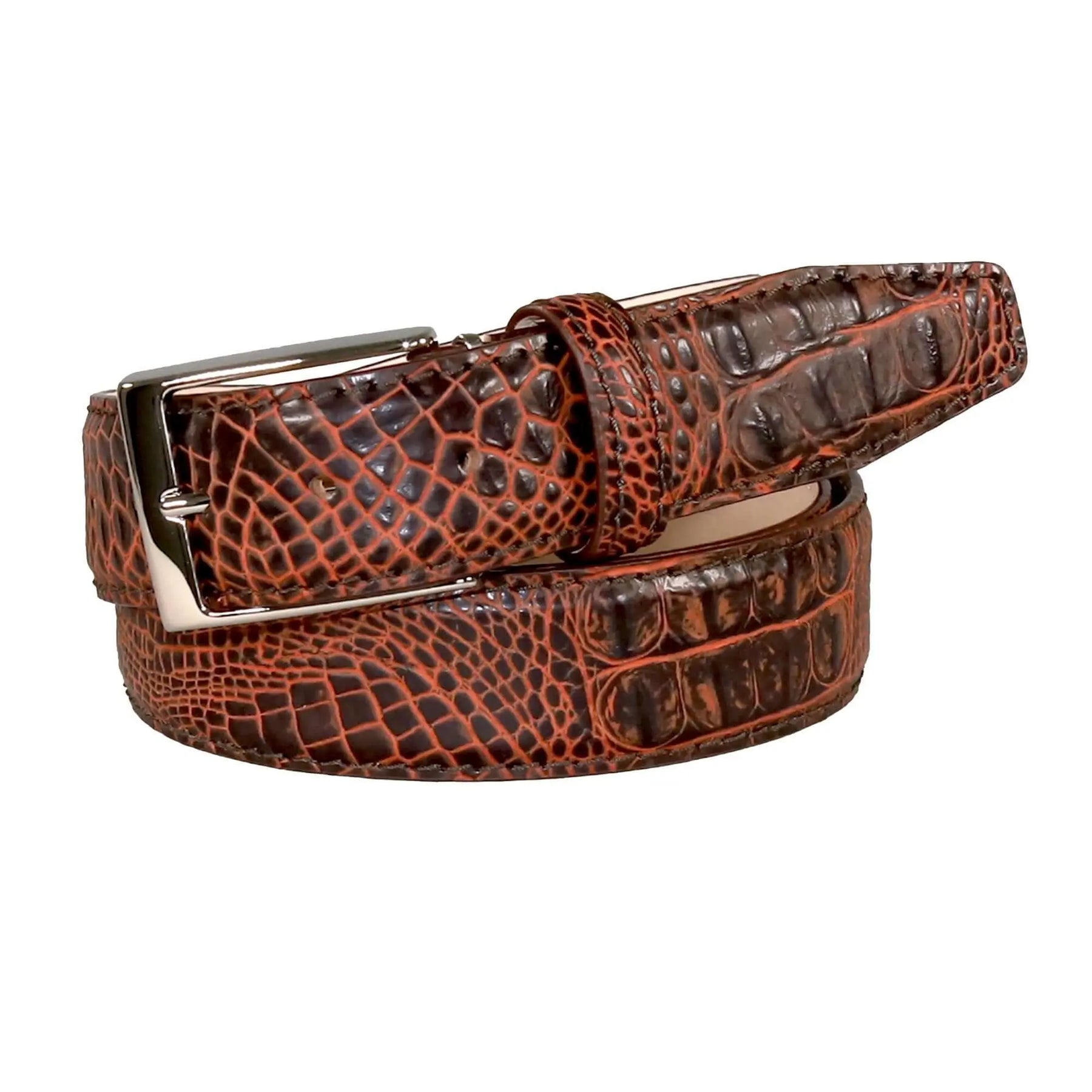 Honey Oak Mock Croc Leather Belt by Roger Ximenez: Bespoke Belts and Leather Accessories, Southern food gift main product photo