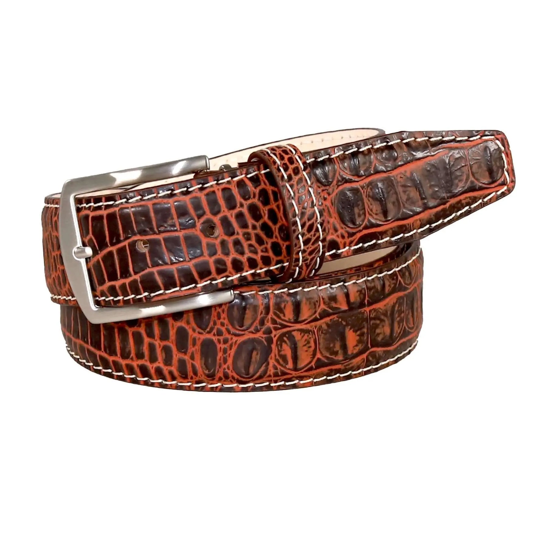 Honey Oak Mock Croc Leather Belt by Roger Ximenez: Bespoke Belts and Leather Accessories, Southern food gift detail photo 4