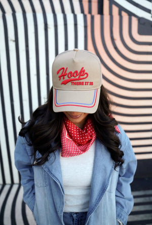 Hoop there it is - Tan Vintage Trucker Hat by KenzKustomz, Southern lifestyle apparel detail photo 3
