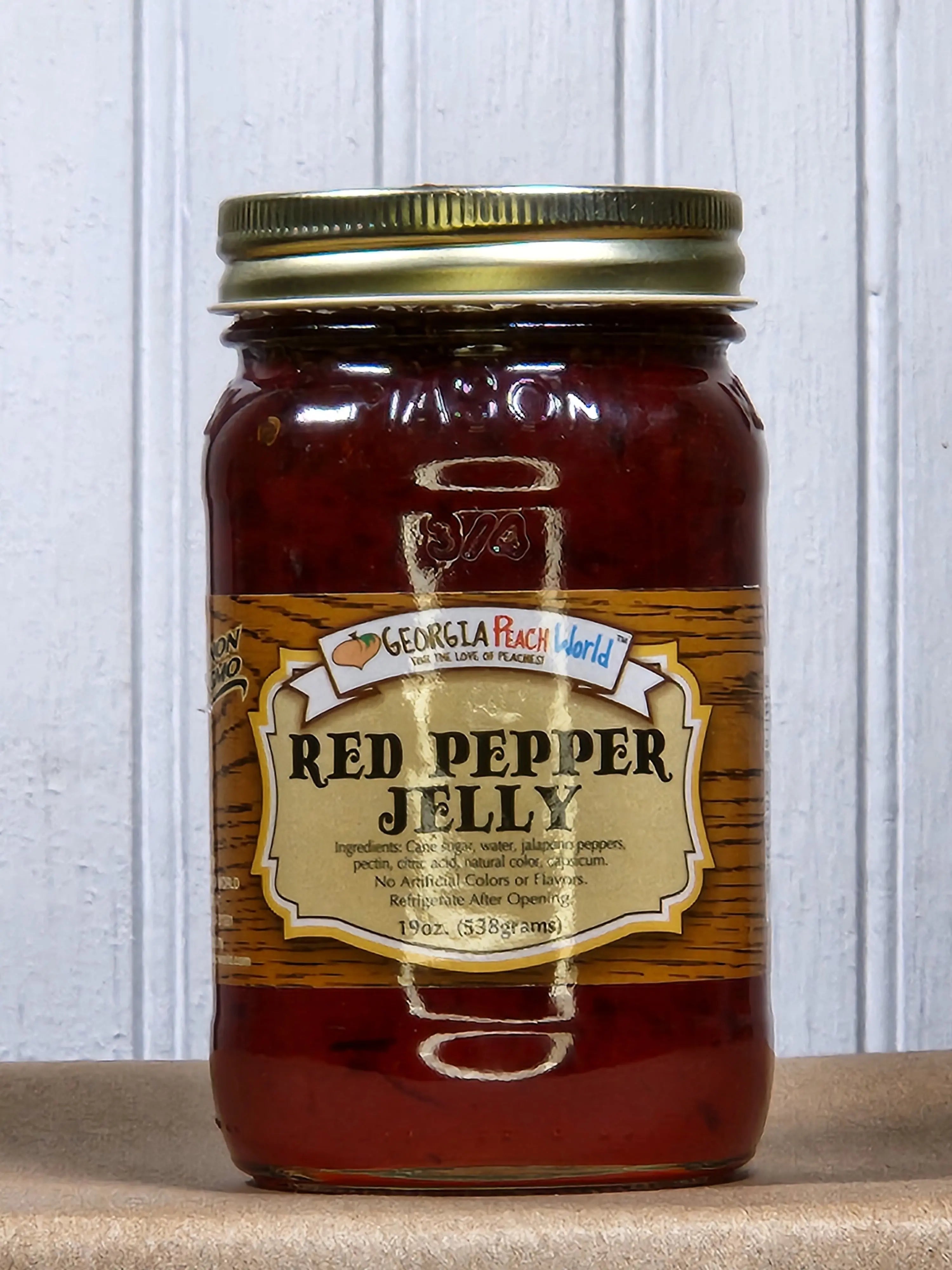 Georgia Peach World Red Pepper Jelly jar
