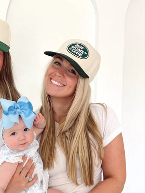 Hot Moms Club - Green Vintage Trucker Hat by KenzKustomz, Southern lifestyle apparel main product photo