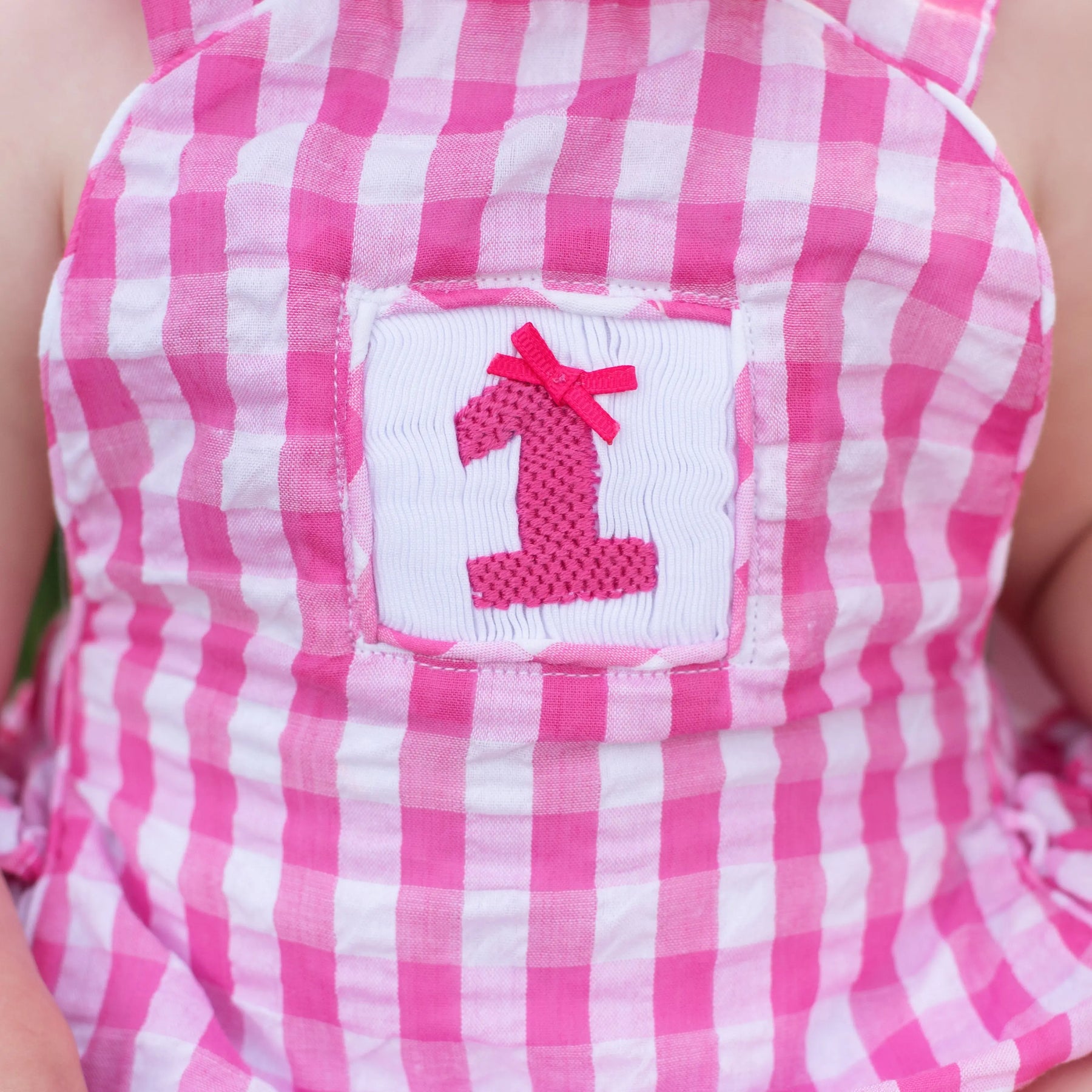 Hot Pink First Birthday Bubble by Seven Lantern Lane, children's boutique clothing detail photo 3