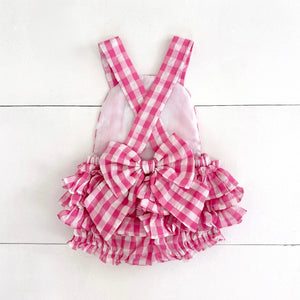 Hot Pink First Birthday Bubble by Seven Lantern Lane, children's boutique clothing detail photo 4