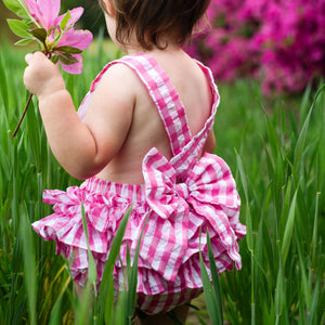 Hot Pink First Birthday Bubble by Seven Lantern Lane, children's boutique clothing detail photo 5