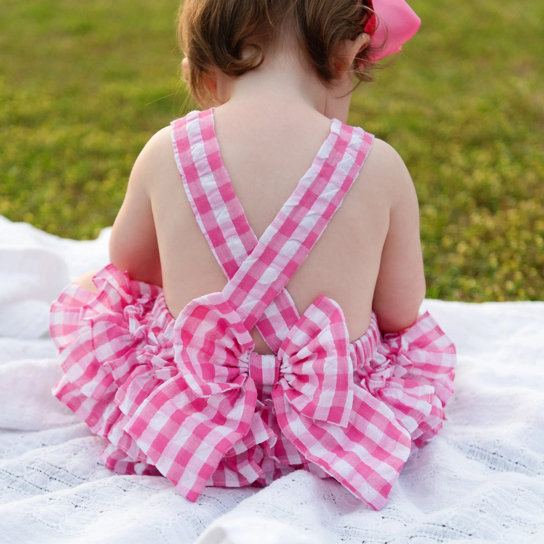 Hot Pink First Birthday Bubble by Seven Lantern Lane, children's boutique clothing detail photo 11