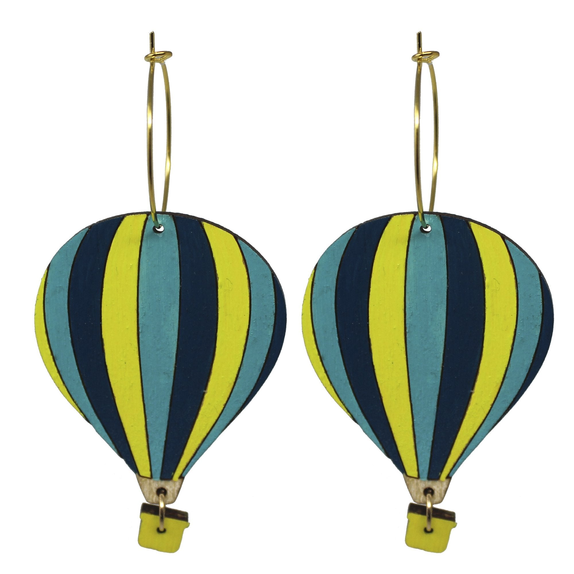 Hot Air Balloon Earrings hand painted on lightweight wood by LE CHIC MIAMI
