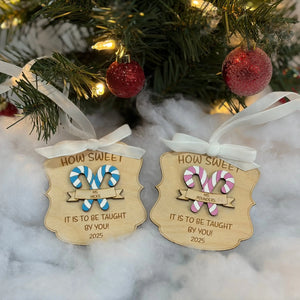 How Sweet Teacher Candy Cane Ornament by Poor Hog Customs, Southern food gift detail photo 2