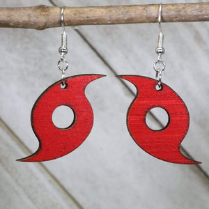Hurricane Symbol Wooden Earrings | Weather Storm Jewelry detail view by Cate's Concepts, LLC