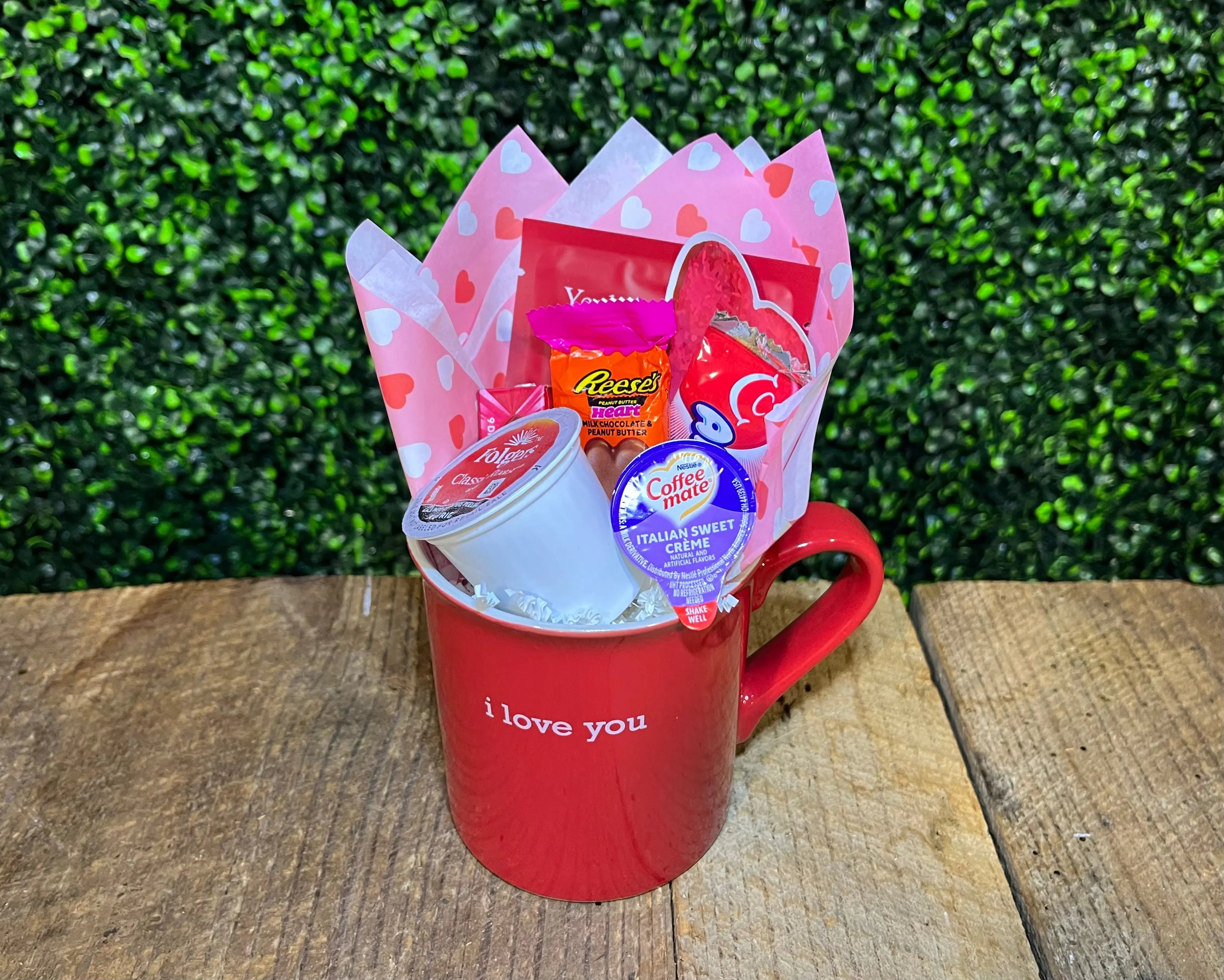 I Love You Mug Gift Basket: Coffee, Creamer, Candy from Main Street Collective