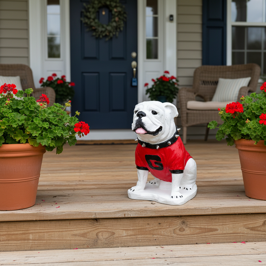 UGA Georgia Bulldog Mascot Cement Statue for Garden, Yard, Home Decor and Porch.