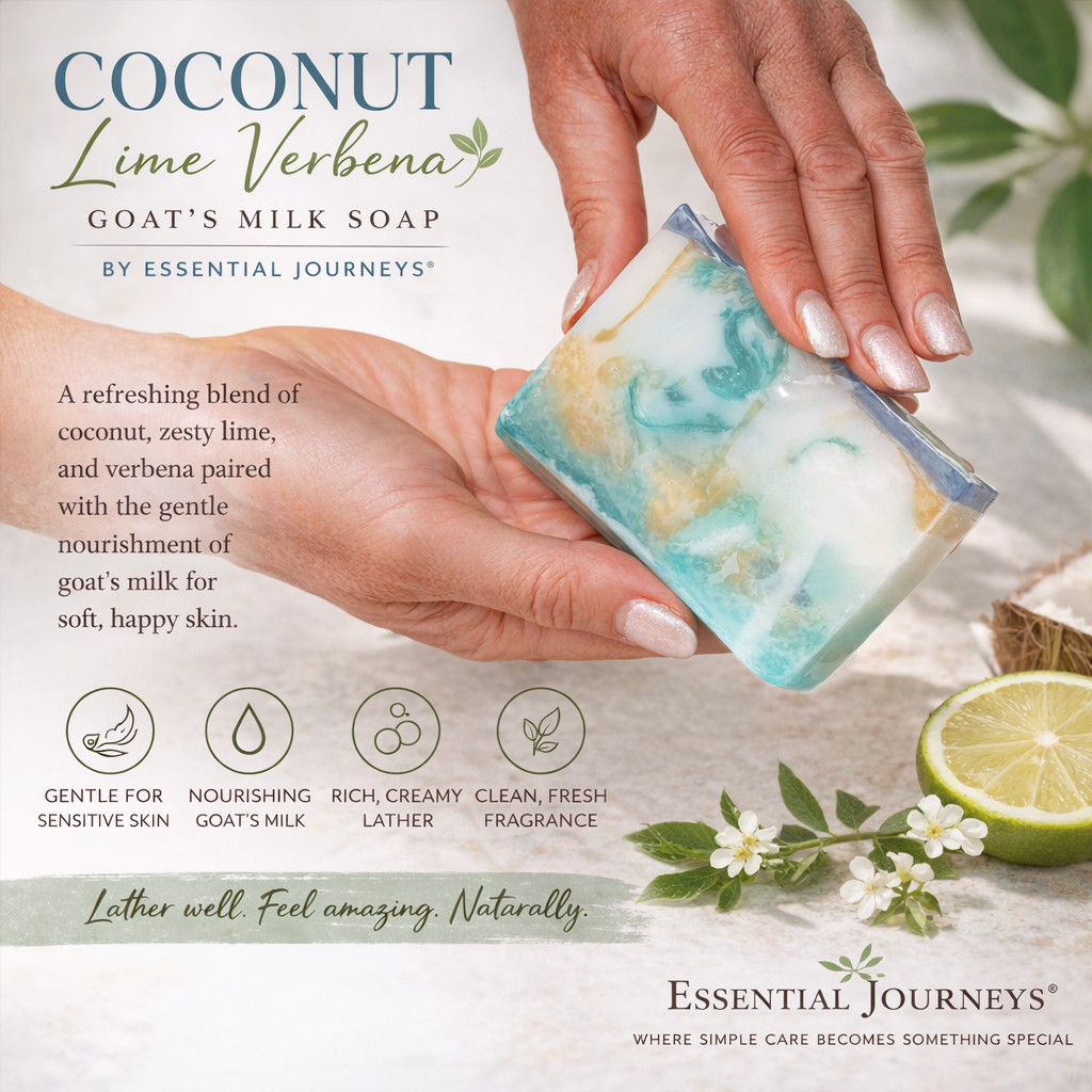 Coconut Lime Verbena Goats Milk Soap Slice 5 Oz. by Essential Journeys, natural skincare detail photo 3