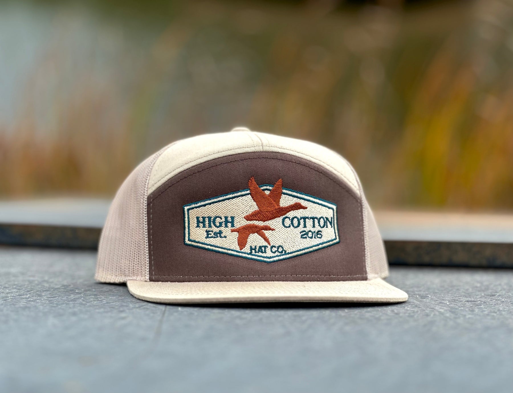 Alternate view of Duck Patch Brown/Khaki 7-Panel Hat by High Cotton Hat Co