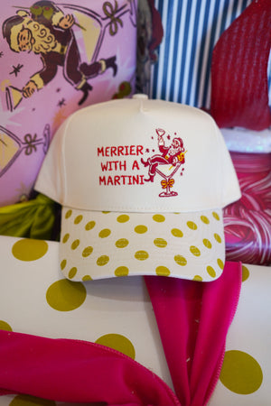 Merrier with Martini - Chartreuse Polka Dot Trucker Hat by KenzKustomz, view 2