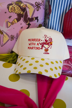 Merrier with Martini - Chartreuse Polka Dot Trucker Hat by KenzKustomz, view 4