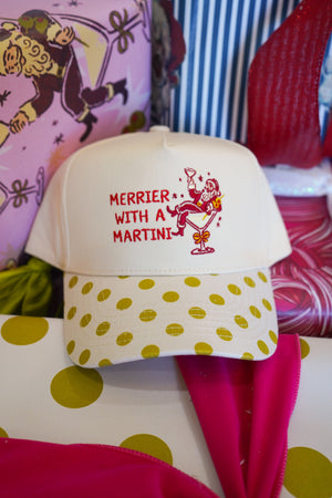 Merrier with Martini - Chartreuse Polka Dot Trucker Hat by KenzKustomz, view 5