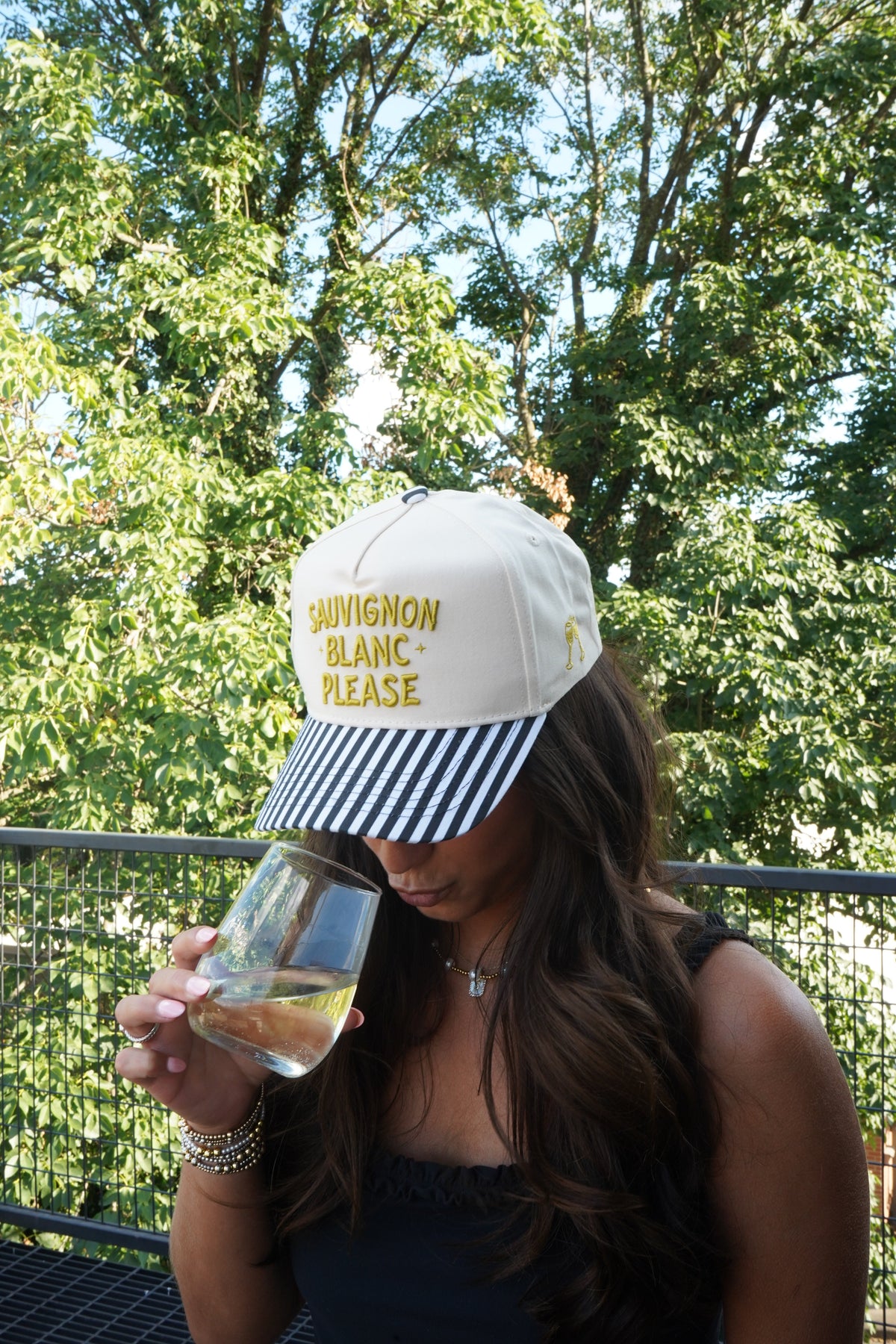 Sauvignon Blanc Please - Black & White Stripe Trucker Hat by KenzKustomz, view 29