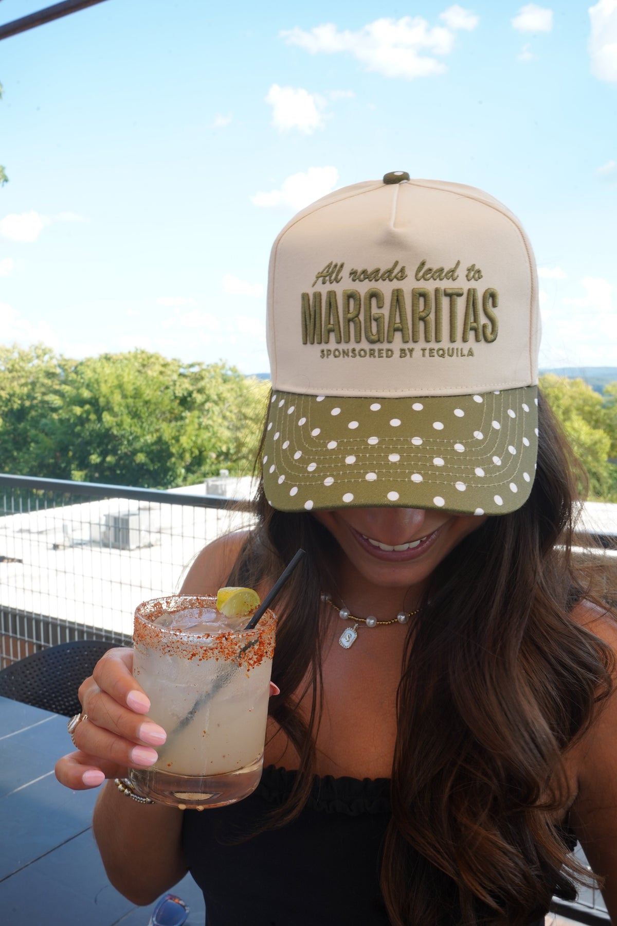 All Roads Lead to Margaritas - Green Polka Dot Trucker Hat by KenzKustomz, view 1
