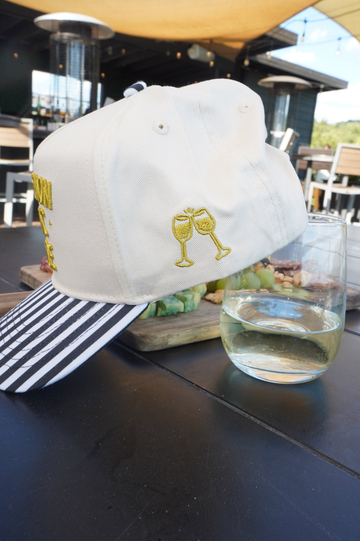 Sauvignon Blanc Please - Black & White Stripe Trucker Hat by KenzKustomz, view 10