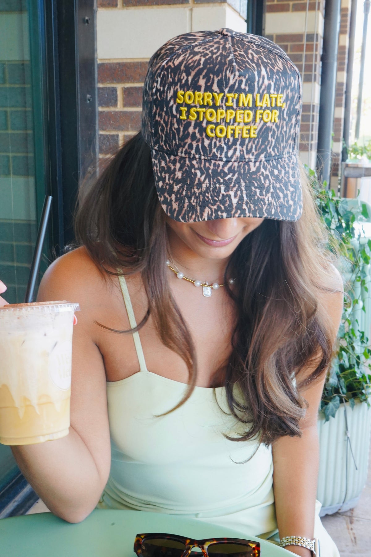 Sorry I'm Late, I Stopped for Coffee - Luxe Leopard Trucker Hat by KenzKustomz, view 12