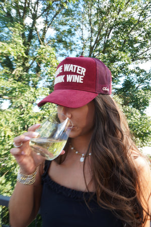 Save Water Drink Wine - Maroon Corduroy Trucker Hat