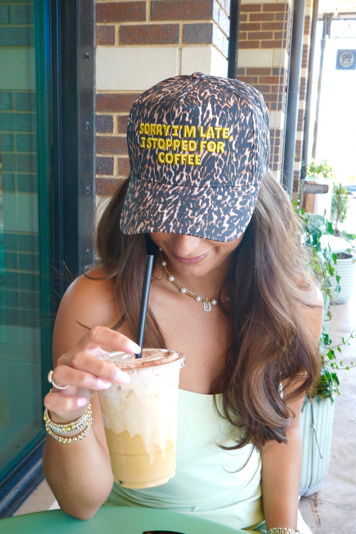 Sorry I'm Late, I Stopped for Coffee - Luxe Leopard Trucker Hat by KenzKustomz, view 21